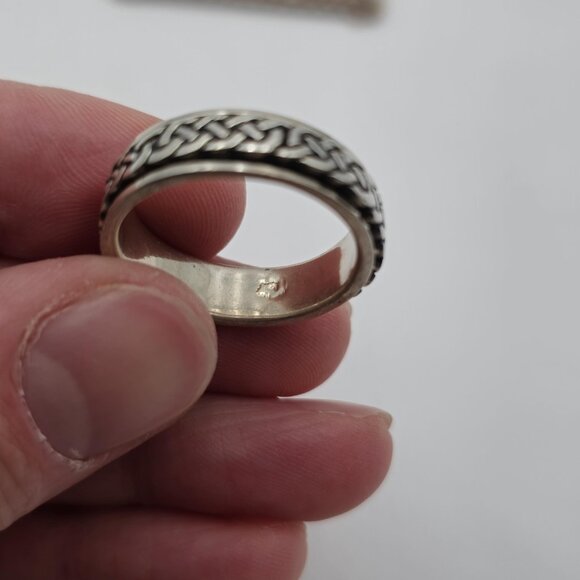 Size 10.75 Sterling Silver Celtic Pattern Spinner Anxiety Ring A3006 - Picture 4 of 7